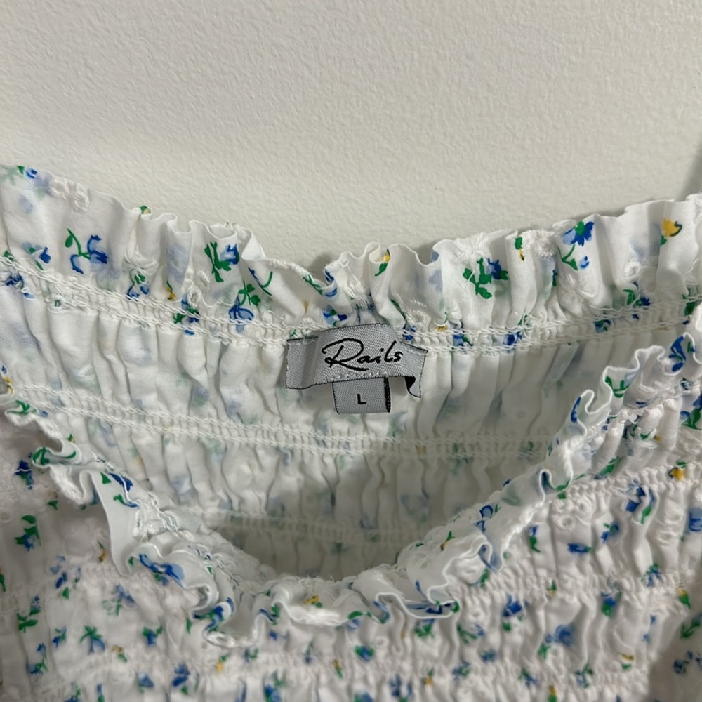 Rails White Midi Dress with Subtle Blue Floral Print - Picture 5 of 6